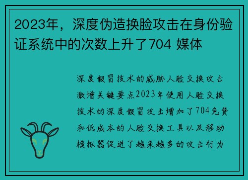 2023年，深度伪造换脸攻击在身份验证系统中的次数上升了704 媒体