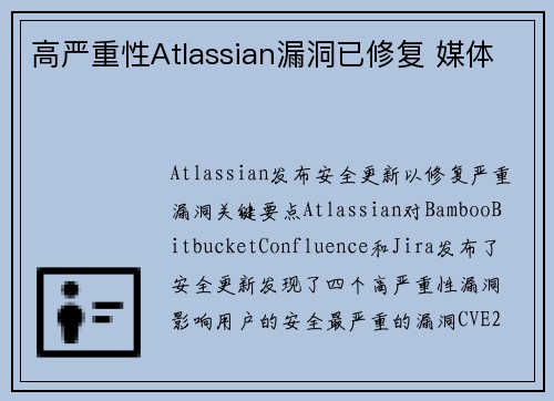 高严重性Atlassian漏洞已修复 媒体